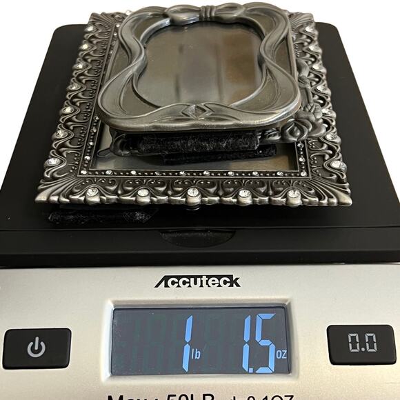 Lot of 3 Small Dark Silvertone Ornate Picture Frames Tabletop Stand - Picture 12 of 12